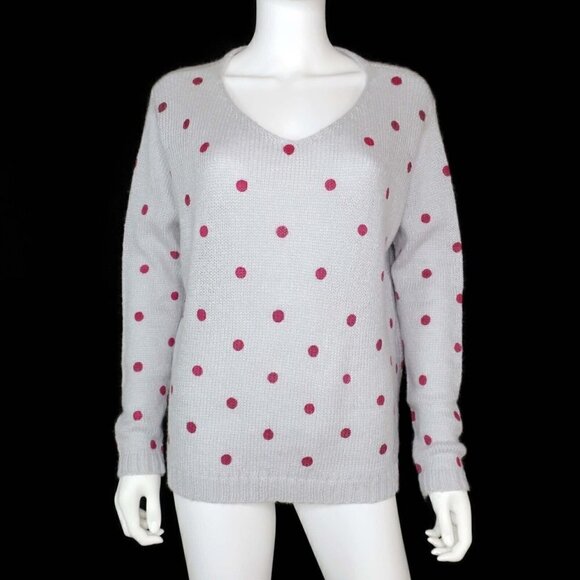 Wooden Ships Oversized Knit Sweater V-Neck Mohair Blend Polka Dot Women's XS/SM - Picture 1 of 5